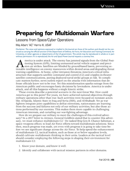 Preparing for Multidomain Warfare: Lessons from Space/Cyber