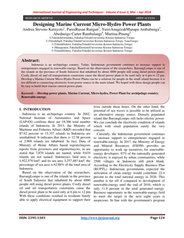 Designing Marine Current Micro-Hydro Power Plants