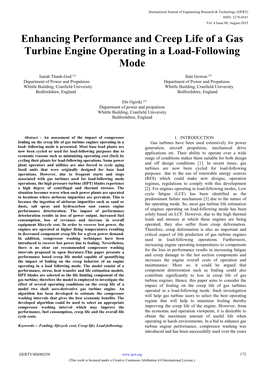 Enhancing Performance and Creep Life of a Gas Turbine Engine Operating in a Load-Following Mode