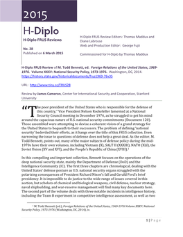 H-Diplo FRUS Review No. 28