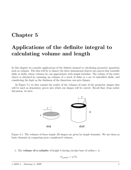 Chapter 5 Applications of the Definite Integral to Calculating Volume And