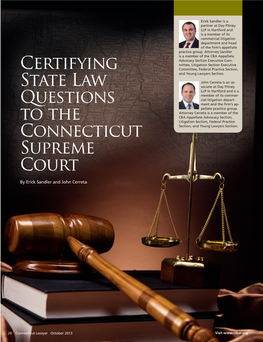 Certifying State Law Questions to the Connecticut Supreme Court