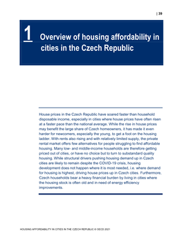 1 Overview of Housing Affordability in Cities in the Czech Republic