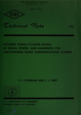 Required Signal-To-Noise Ratios, RF Signal Power, and Bandwith For
