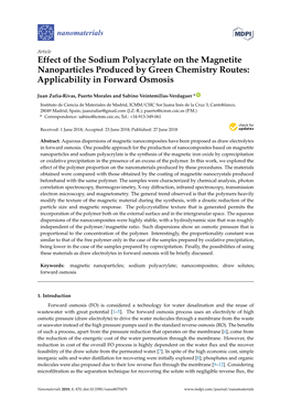 Effect of the Sodium Polyacrylate on the Magnetite Nanoparticles Produced by Green Chemistry Routes: Applicability in Forward Osmosis