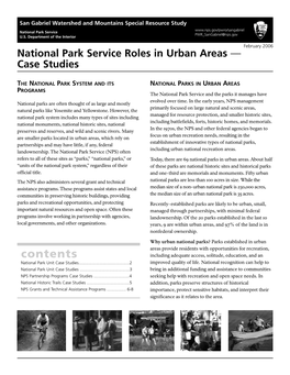 Contents Including Adequate Access, Solitude, Education, and an National Park Unit Case Studies