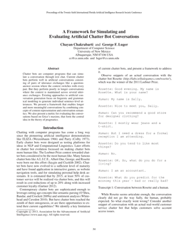 A Framework for Simulating and Evaluating Artificial Chatter Bot