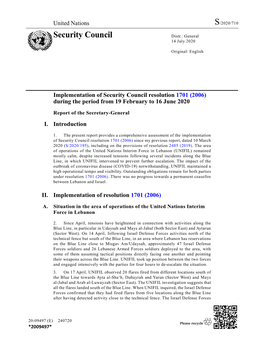 Security Council Distr.: General 14 July 2020