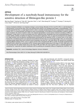 Development of a Nanobody-Based Immunoassay for the Sensitive Detection of ﬁbrinogen-Like Protein 1