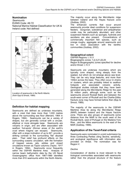 Case Reports for Species & Habitats on the Initial Draft