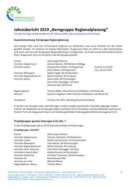 Jahresbericht 2019 „Kerngruppe Regionalplanung“ Von Der KG Repla Verabschiedet Am 20