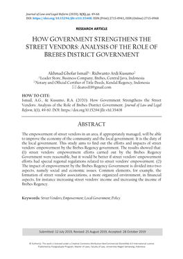 How Government Strengthens the Street Vendors: Analysis of the Role of Brebes District Government