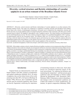 Diversity, Vertical Structure and Floristic Relationships of Vascular Epiphytes in an Urban Remnant of the Brazilian Atlantic Forest