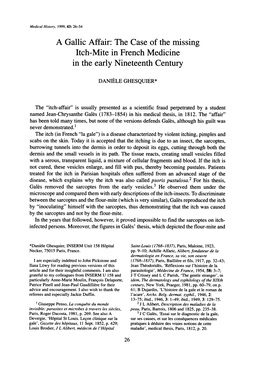 The Case of Themissing Itch-Mite in French Medicine in the Early Nineteenth Century