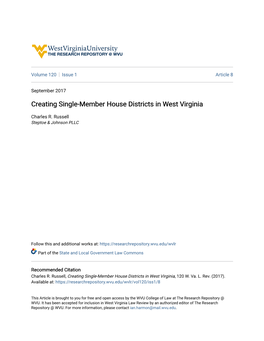 Creating Single-Member House Districts in West Virginia