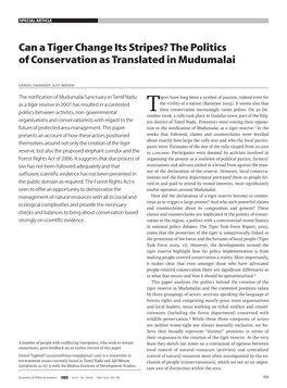 Can a Tiger Change Its Stripes? the Politics of Conservation As Translated in Mudumalai