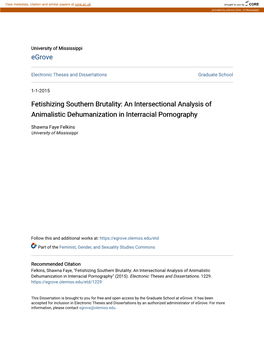 Fetishizing Southern Brutality: an Intersectional Analysis of Animalistic Dehumanization in Interracial Pornography
