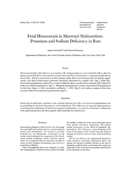 Potassium and Sodium Deficiency in Rats