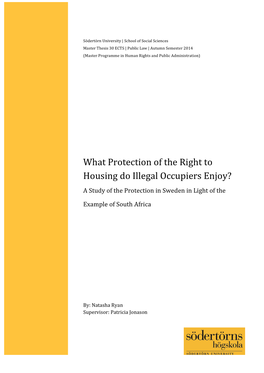 What Protection of the Right to Housing Do Illegal Occupiers Enjoy?