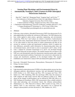 Sensing Plant Physiology and Environmental Stress By