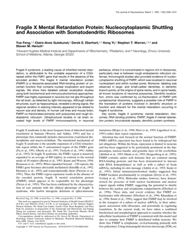 Fragile X Mental Retardation Protein: Nucleocytoplasmic Shuttling and Association with Somatodendritic Ribosomes