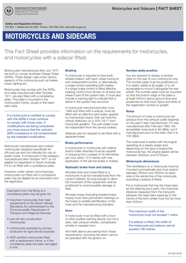 Motorcycles and Sidecars | FACT SHEET