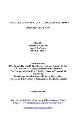 The Future of Transatlantic Security Relations