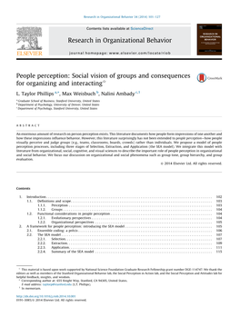 People Perception: Social Vision of Groups and Consequences