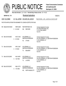 Broadcast Applications 1/26/2012