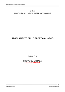 U.C.I. Unione Ciclistica Internazionale