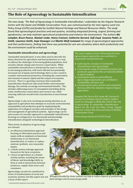 The Role of Agroecology in Sustainable Intensification