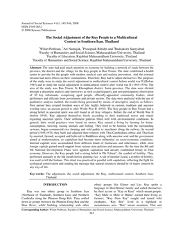 The Social Adjustment of the Kuy People to a Multicultural Context in Southern Isan, Thailand