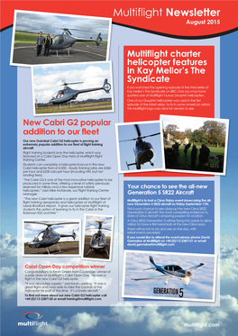 August 2015 Multiflight Newsletter