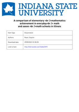 A Comparison of Elementary Mathematics Achievement In