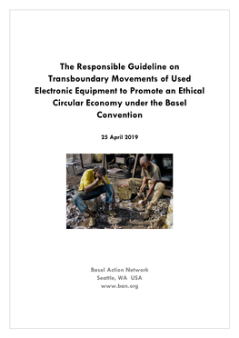 The Responsible Guideline on Transboundary Movements of Used Electronic Equipment to Promote an Ethical Circular Economy Under the Basel Convention