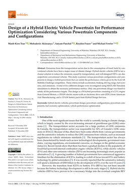 Design of a Hybrid Electric Vehicle Powertrain for Performance Optimization Considering Various Powertrain Components and Conﬁgurations