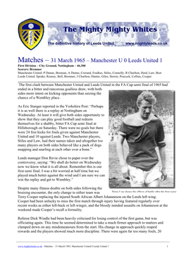 Matches – 31 March 1965 – Manchester U 0 Leeds United 1