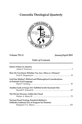 Concordia Theological Quarterly