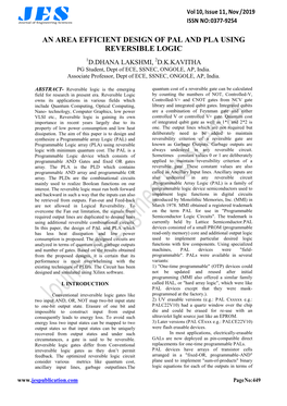 An Area Efficient Design of Pal and Pla Using Reversible Logic