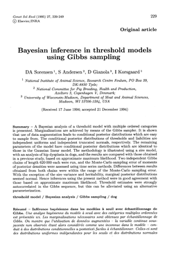 Bayesian Inference in Threshold Models Using Gibbs Sampling