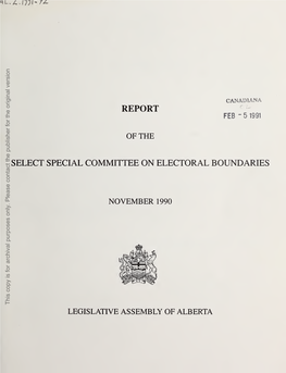 Report of the Select Special Committee On