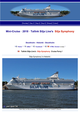 ! Jan's Websites ! Mini-Cruise · 2018 · Tallink Silja Line's 'Silja Symphony'