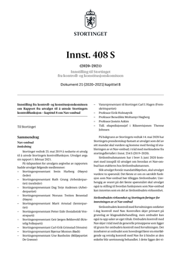 Innst. 408 S (2020–2021) Innstilling Til Stortinget Fra Kontroll- Og Konstitusjonskomiteen