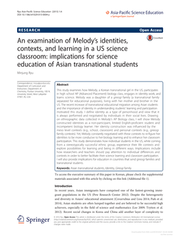 An Examination of Melody's Identities, Contexts, and Learning in a US