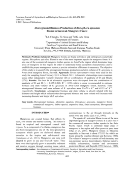 Aboveground Biomass Production of Rhizophora Apiculata Blume in Sarawak Mangrove Forest