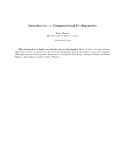 Introduction to Computational Phylogenetics