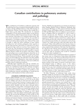 Canadian Contributions to Pulmonary Anatomy and Pathology