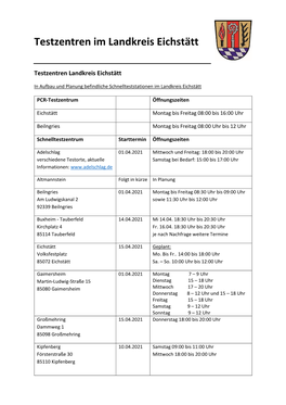 Testzentren Im Landkreis Eichstätt