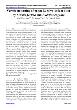 Vermicomposting of Green Eucalyptus Leaf Litter by Eisenia Foetida and Eudrilus Eugenia Miss