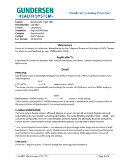 Bicarbonate (CO2) C311: Lab-8807